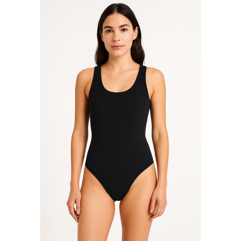 Abercrombie & Fitch Soft AF Black Ribbed Sleeveless Tank Bodysuit Womens Size XS
